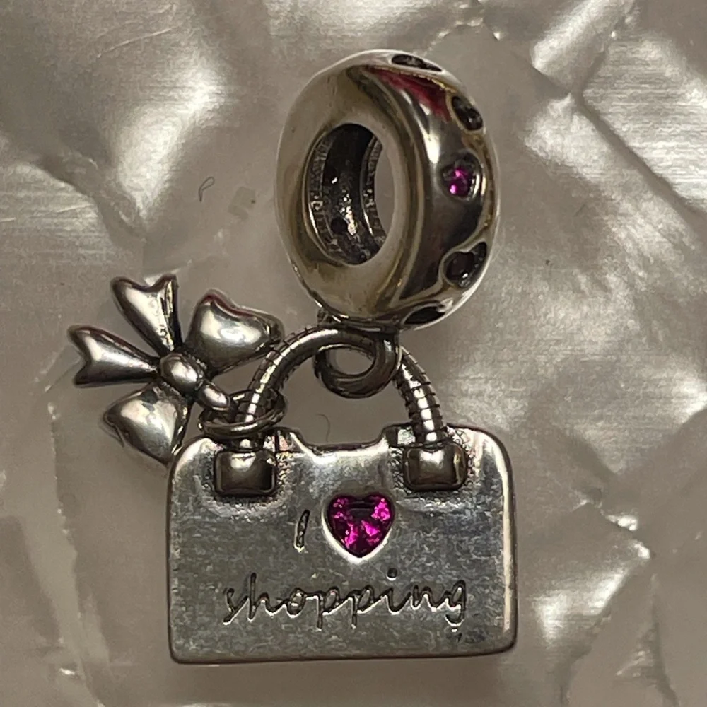 Bracelet Charm Purse I Love Shopping Sterling Silver
